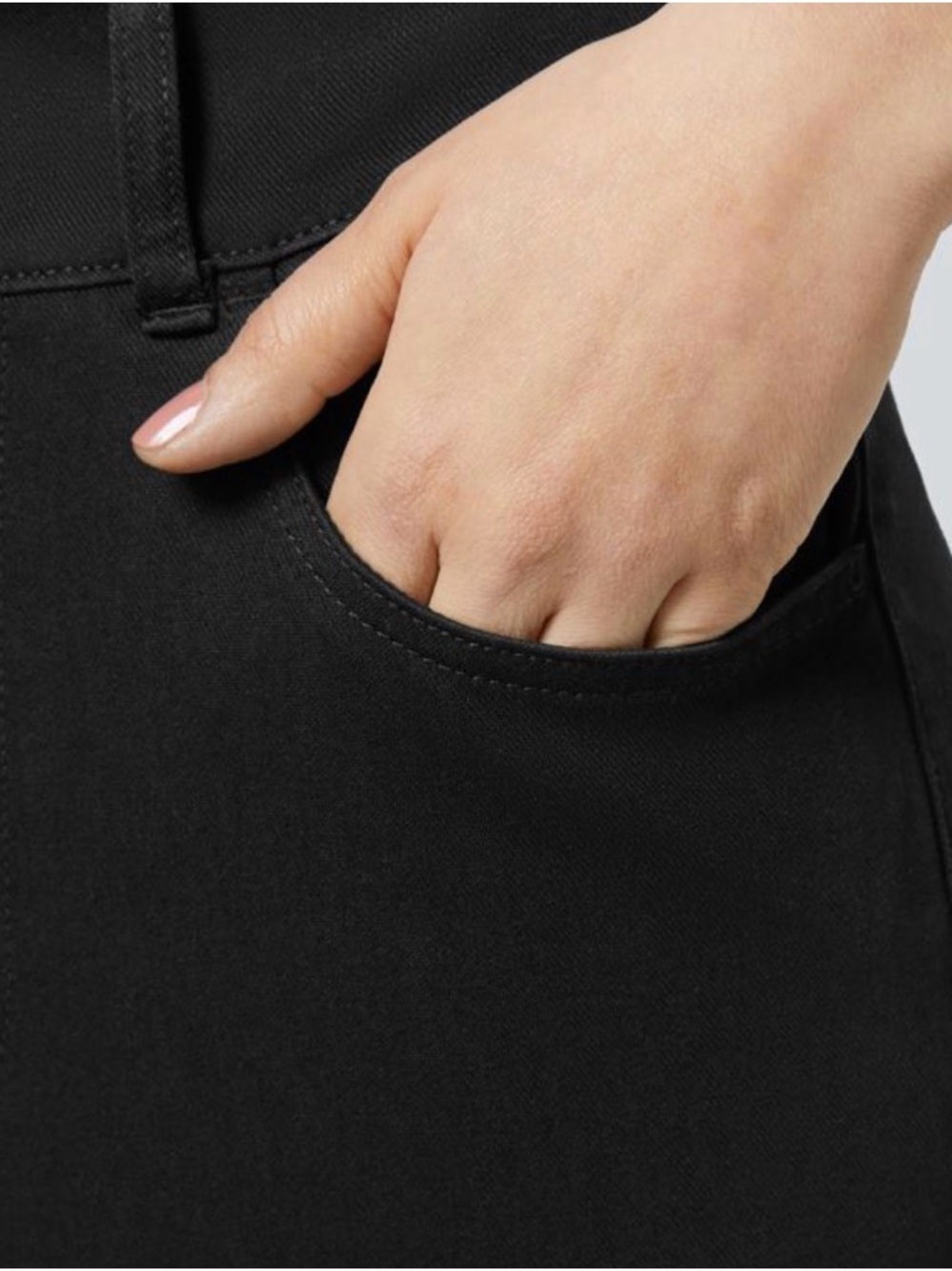 HALARA Black High-Waist Midi Pencil Skirt with Center Front Slit With Shorts - Picture 5 of 8